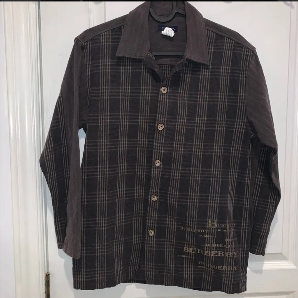 Vintage Burberry boys plaid dress shirt